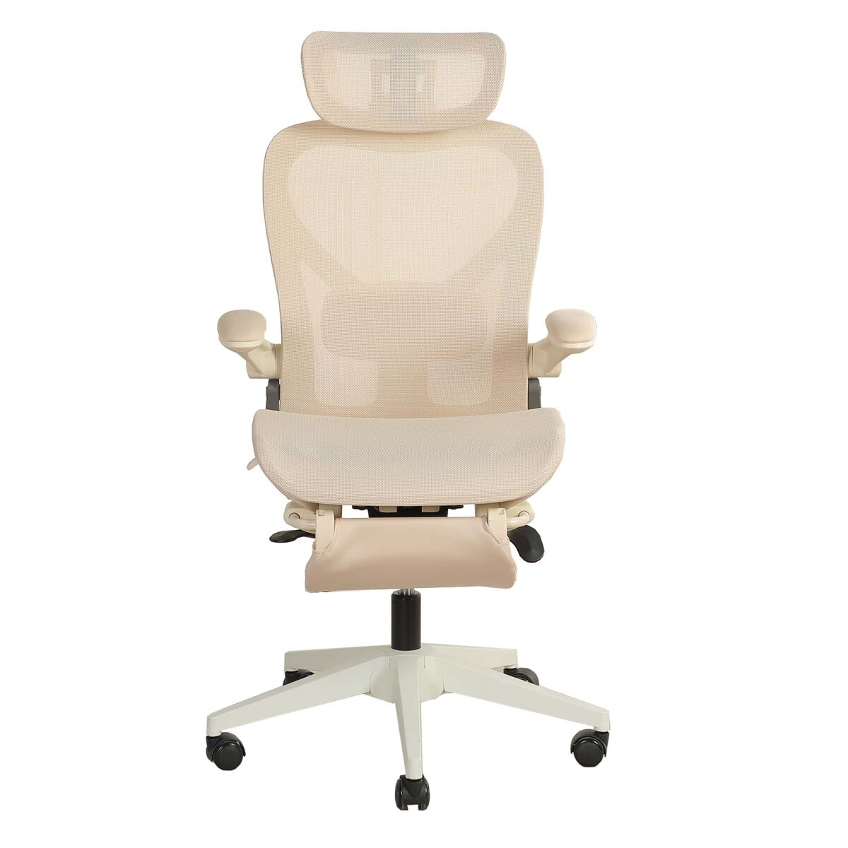 Silla de oficina ergonómica plegable compacta con soporte lumbar, asiento de malla completa deslizante, reposabrazos abatibles, reposacabezas 3d y