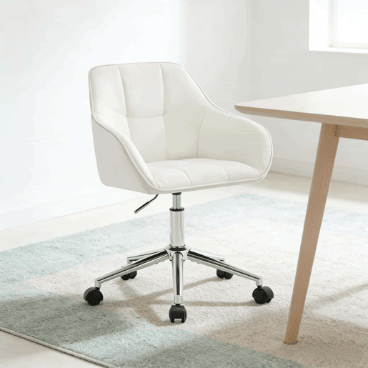 Cadeira de escritório giratória clássica, tamanho padrão u2013 multifuncional para sala de estar, escritório em casa e maquilhagem u2013 Branco creme Cadeira de escritório giratória clássica, tamanho padrão u2013 multifuncional para sala de estar, escritório em casa e maquilhagem u2013 Branco creme