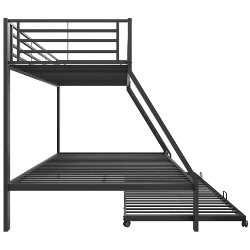 Beliche metálico 90x200140x200 cm - cama embutida com 3 lugares, escada inclinada, grade de proteção - Preto Beliche metálico 90x200140x200 cm - cama embutida com 3 lugares, escada inclinada, grade de proteção - Preto