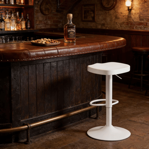 Banco de bar 38 x 33 cm - Estilo moderno, assento alto para cozinha e sala de jantar - Branco