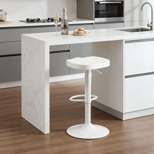 Banco de bar 38 x 33 cm - Estilo moderno, assento alto para cozinha e sala de jantar - Branco