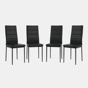Conjunto de 4 cadeiras de jantar - encosto alto, para sala de jantar, cafetaria e toucador - preto