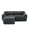 Sofá modular L de 2 lugares - veludo macio, almofadas, espuma elástica - Cinzento
