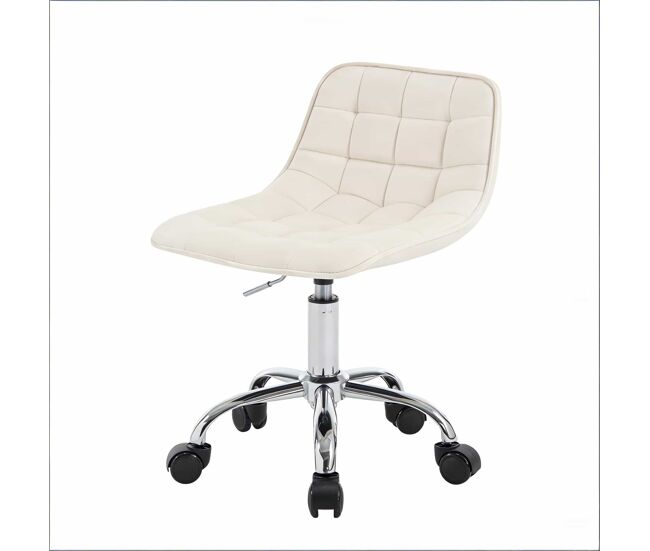 Silla de oficina 43x43x67,5 cm - cómoda multifuncional para maquillaje y salón - blanco crema