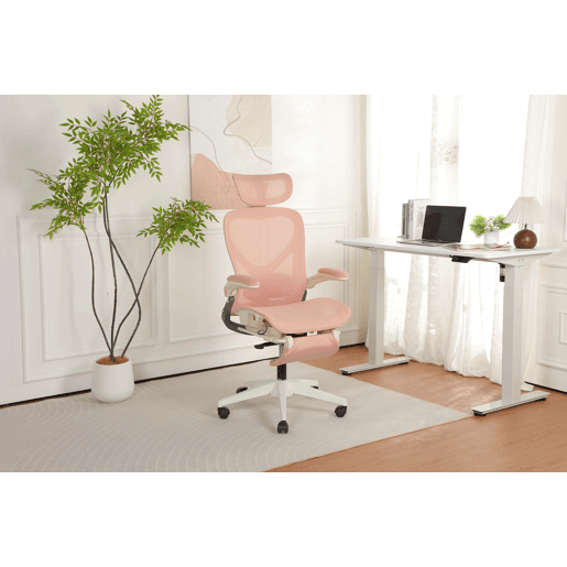 Cadeira de escritório ergonómica, dobrável e compacta - apoio lombar, assento totalmente em malha, braços dobráveis, apoio para a cabeça 3D, apoio para os pés - rosa Cadeira de escritório ergonómica, dobrável e compacta - apoio lombar, assento totalmente em malha, braços dobráveis, apoio para a cabeça 3D, apoio para os pés - rosa