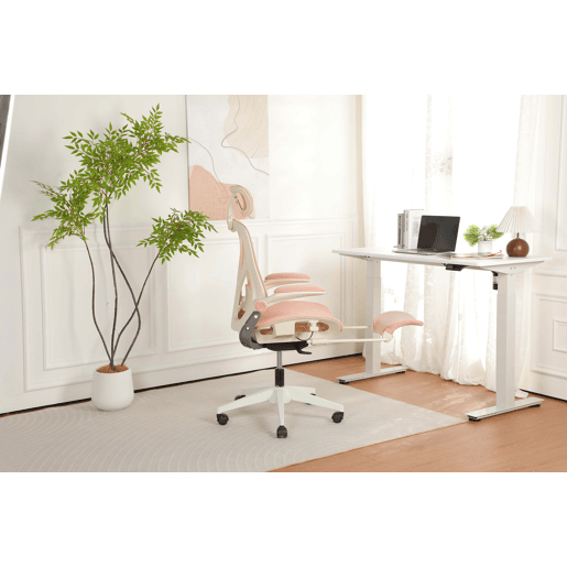 Cadeira de escritório ergonómica, dobrável e compacta - apoio lombar, assento totalmente em malha, braços dobráveis, apoio para a cabeça 3D, apoio para os pés - rosa Cadeira de escritório ergonómica, dobrável e compacta - apoio lombar, assento totalmente em malha, braços dobráveis, apoio para a cabeça 3D, apoio para os pés - rosa