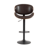 Bancos de bar giratórios, 2 unidades, altura ajustável u2013 madeira curvada, assento em couro PU, encosto ergonómico, apoio para os pés, design para cozinha e bar u2013 castanho