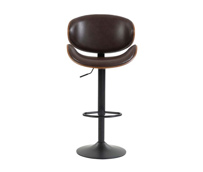 Taburetes de bar giratorios 2 unidades altura ajustable - madera curvada, asiento de cuero pu, respaldo ergonómico, reposapiés, diseño para cocina y