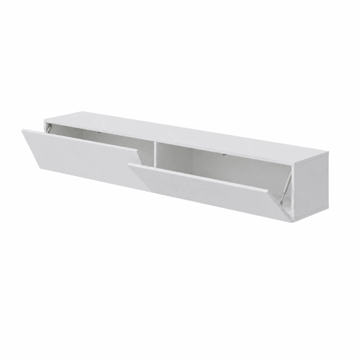 Móvel para TV Kaway de 180cm para Sala de Estar e Jantar, Branco Brilhante, com 2 Portas Articuladas de Abertura por Pressão.
