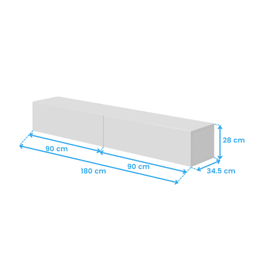 Móvel para TV Kaway de 180cm para Sala de Estar e Jantar, Branco Brilhante, com 2 Portas Articuladas de Abertura por Pressão.