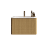 Móvel de casa de banho com lavatório de 61 cm u2013 suspenso, com lavatório em mineral fundido, design ranhurado, pré-montado u2013 cor carvalho natural