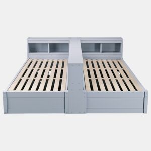 Sofá-cama 90180 × 200 cm - Com tomada europeia, vários compartimentos de arrumação, luz LED, mecanismo hidráulico - Cinzento