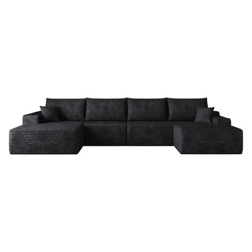 Sofá modular de canto de 340 cm - chaise longue em L, assento profundo, 4 lugares - Preto Sofá modular de canto de 340 cm - chaise longue em L, assento profundo, 4 lugares - Preto