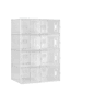 Organizador Modular de Sapatos com 8 Cubos - Empilhável, Organizador Multifuncional para Sapatos e Arrumação - Branco e Transparente