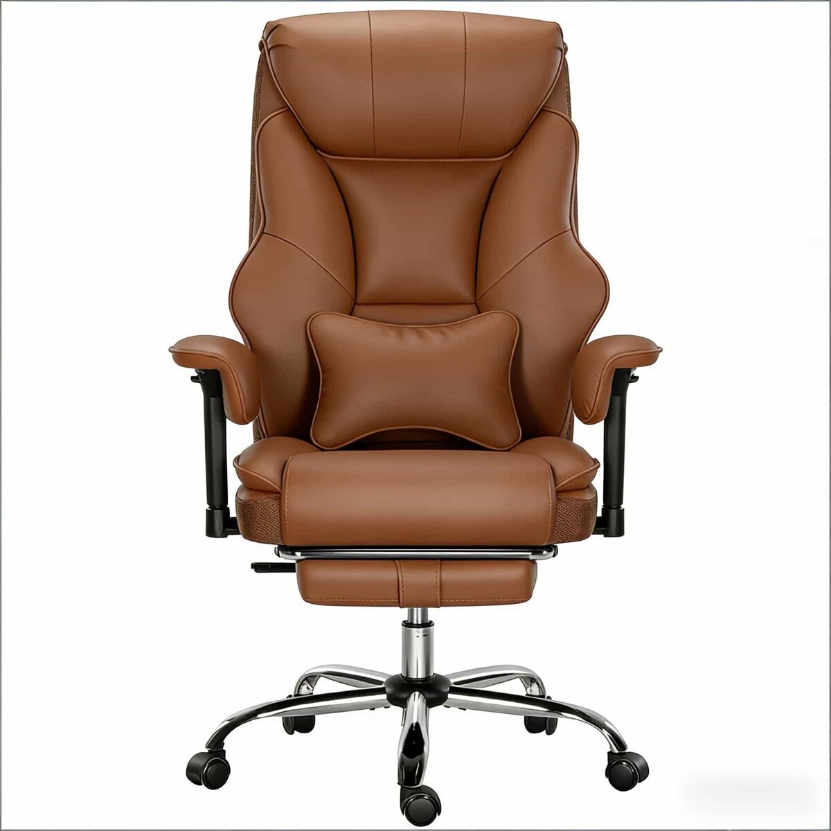 Silla de oficina con respaldo alto - diseño ergonómico para despacho y ordenador - marrón