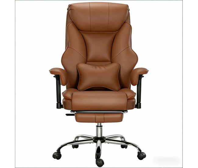 Silla de oficina con respaldo alto - diseño ergonómico para despacho y ordenador - marrón