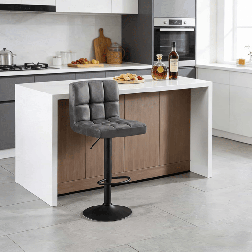 Bancos altos de 38 cm - Multifuncionais, com encosto, para cozinha, balcão e sala de jantar - Antracite