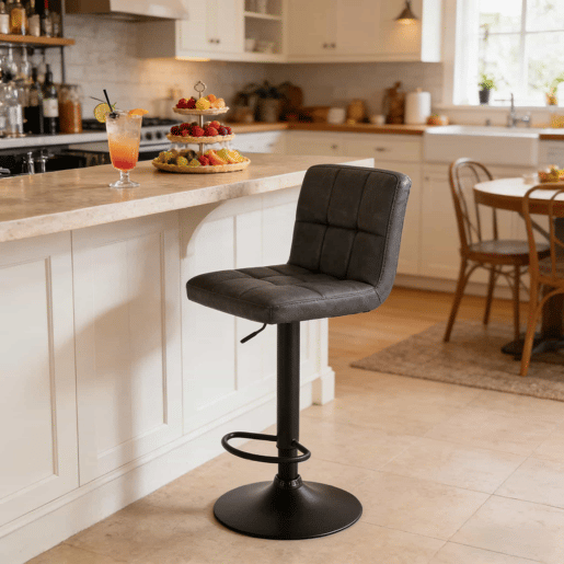 Bancos altos de 38 cm - Multifuncionais, com encosto, para cozinha, balcão e sala de jantar - Antracite