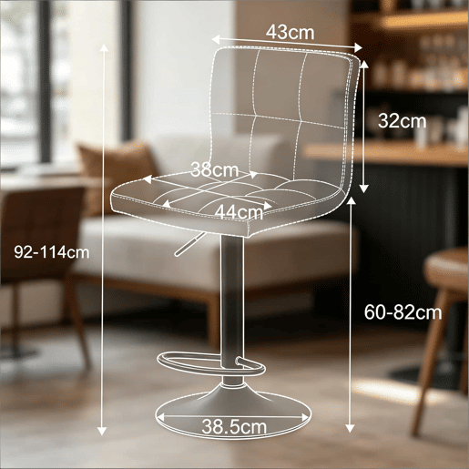 Bancos altos de 38 cm - Multifuncionais, com encosto, para cozinha, balcão e sala de jantar - Antracite