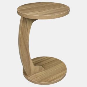 Mesa de centro redonda - Design em forma de C, auxiliar e portátil para sofá ou computador portátil - Carvalho claro