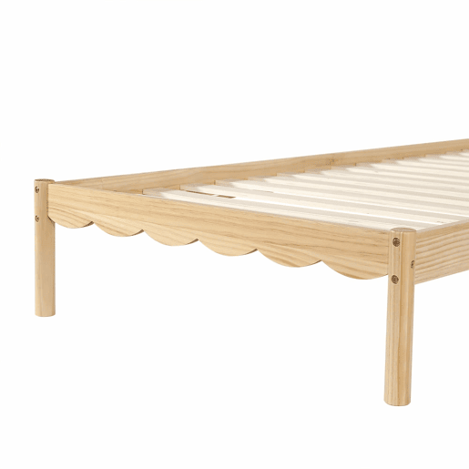 Cama infantil estofada 90 x 200 cm - Cabeceira acolchoada em PU com design ondulado, base de ripas estável, estrutura em madeira maciça - Bege e Natural Cama infantil estofada 90 x 200 cm - Cabeceira acolchoada em PU com design ondulado, base de ripas estável, estrutura em madeira maciça - Bege e Natural