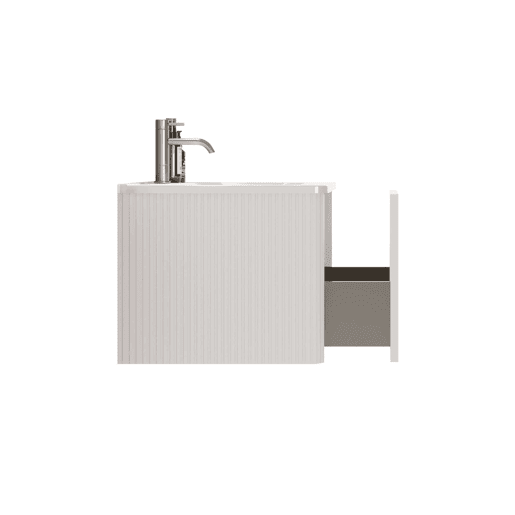Móvel de casa de banho com lavatório de 81 cm u2013 design com ranhuras, lavatório em resina mineral, suspenso, pré-montado u2013 branco Móvel de casa de banho com lavatório de 81 cm u2013 design com ranhuras, lavatório em resina mineral, suspenso, pré-montado u2013 branco