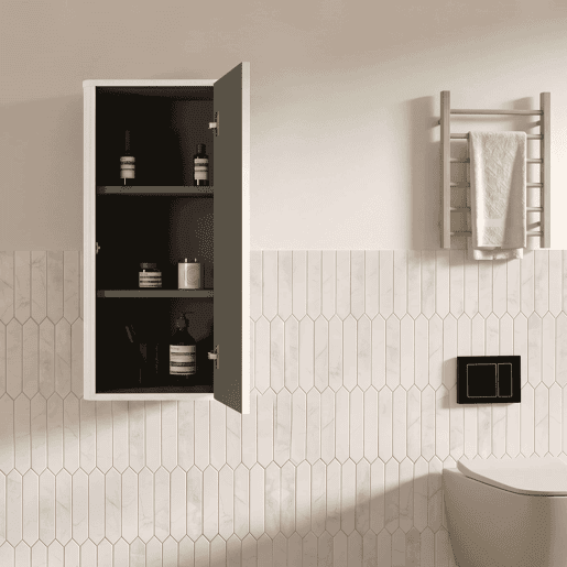 Armário de casa de banho suspenso - Design com ranhuras para espaços pequenos, arrumação na parede - Branco Armário de casa de banho suspenso - Design com ranhuras para espaços pequenos, arrumação na parede - Branco