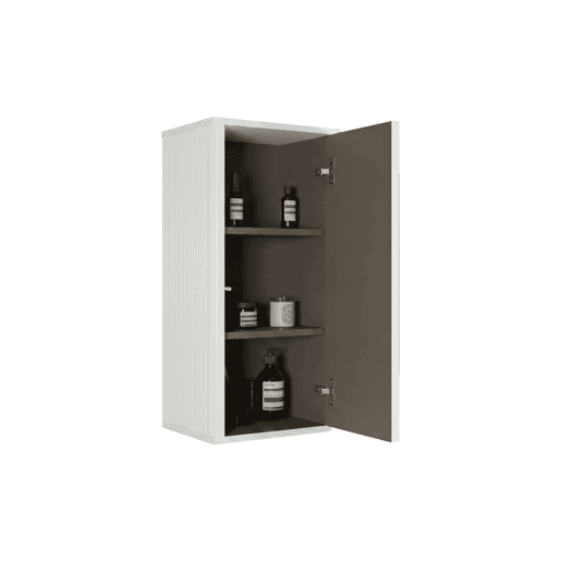 Armário de casa de banho suspenso - Design com ranhuras para espaços pequenos, arrumação na parede - Branco Armário de casa de banho suspenso - Design com ranhuras para espaços pequenos, arrumação na parede - Branco