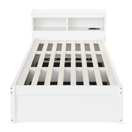 Sofá-cama 90 x 200 cm - tomada europeia, compartimentos de arrumação, fitas LED multicoloridas, mecanismo hidráulico, cama multifuncional em madeira maciça - branco Sofá-cama 90 x 200 cm - tomada europeia, compartimentos de arrumação, fitas LED multicoloridas, mecanismo hidráulico, cama multifuncional em madeira maciça - branco