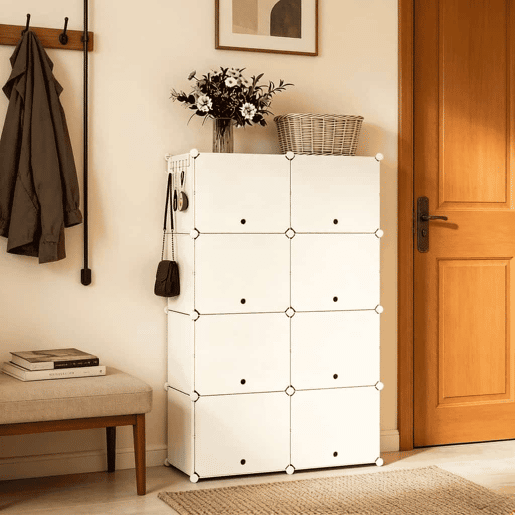 Organizador modular para sapatos - Multifuncional para roupeiro, casa de banho e escritório - Branco Organizador modular para sapatos - Multifuncional para roupeiro, casa de banho e escritório - Branco