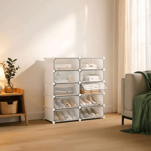 Armário modular para sapatos 40x30x170 cm - Organizador multifuncional para sapatos, livros, brinquedos e roupa - Branco Armário modular para sapatos 40x30x170 cm - Organizador multifuncional para sapatos, livros, brinquedos e roupa - Branco