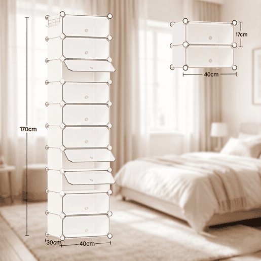 Armário modular para sapatos 40x30x170 cm - Organizador multifuncional para sapatos, livros, brinquedos e roupa - Branco Armário modular para sapatos 40x30x170 cm - Organizador multifuncional para sapatos, livros, brinquedos e roupa - Branco