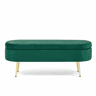 Banco com arrumação multifuncional 110 x 40 x 42 cm - veludo macio, pés metálicos, estrutura em madeira maciça, 20 L de arrumação - verde