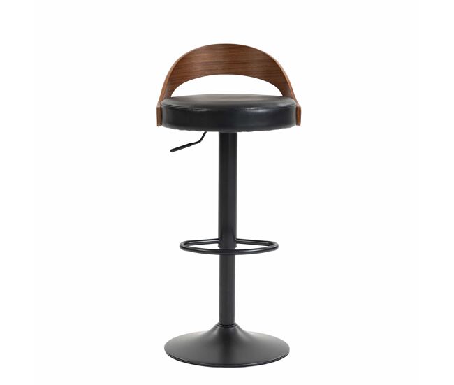 Set de 2 taburetes de bar giratorios 360° altura ajustable - con respaldo, madera de nogal negra, asiento de pu acolchado, diseño moderno para cocina,