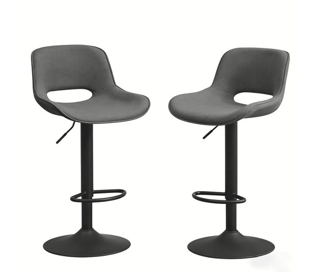 Taburetes de bar giratorios 2 piezas - cómodos, de lujo para patio, jardín y bar exterior - gris
