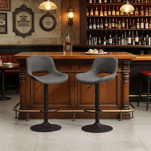 Bancos de bar giratórios, conjunto de 2 peças u2014 confortáveis e luxuosos para o pátio, jardim e bar ao ar livre u2014 cinzento