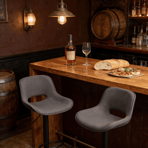 Bancos de bar giratórios, conjunto de 2 peças u2014 confortáveis e luxuosos para o pátio, jardim e bar ao ar livre u2014 cinzento