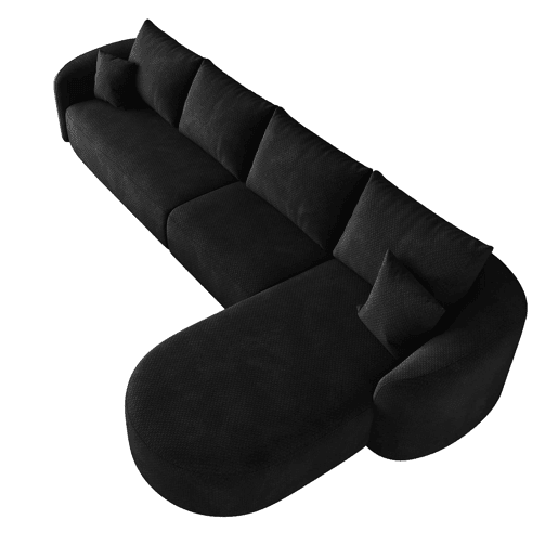 Sofá modular de canto de 336 cm - 4 lugares, espuma de alta densidade, estilo «nuvem» - Preto Sofá modular de canto de 336 cm - 4 lugares, espuma de alta densidade, estilo «nuvem» - Preto