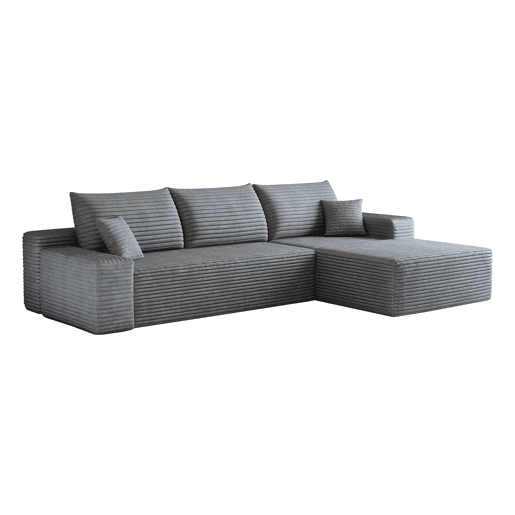 Sofá modular de canto de 270 cm - chaise longue em L, assento profundo, modular compacto - Cinzento Sofá modular de canto de 270 cm - chaise longue em L, assento profundo, modular compacto - Cinzento