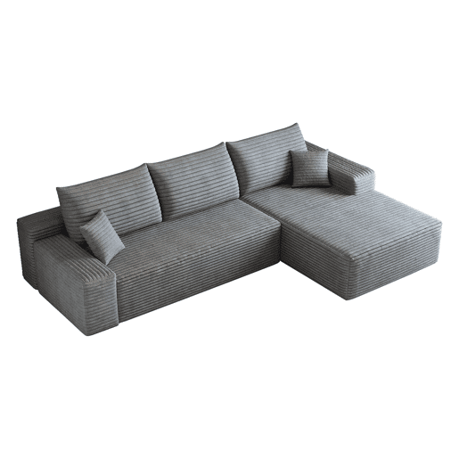 Sofá modular de canto de 270 cm - chaise longue em L, assento profundo, modular compacto - Cinzento Sofá modular de canto de 270 cm - chaise longue em L, assento profundo, modular compacto - Cinzento
