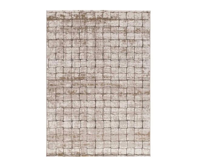 Alfombra geométrica crema / marrón ceres, 80x120 cm - atticgo