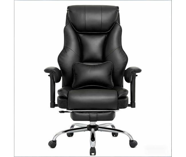 Silla de oficina con respaldo alto - ergonómica y cómoda para ordenador - negro