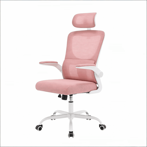 Cadeira de escritório 67,5 x 62 x 123,5 cm - encosto alto, ergonómica, com rodas e design respirável - rosa