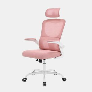 Cadeira de escritório 67,5 x 62 x 123,5 cm - encosto alto, ergonómica, com rodas e design respirável - rosa