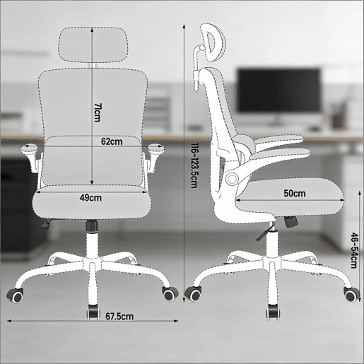Cadeira de escritório 67,5 x 62 x 123,5 cm - encosto alto, ergonómica, com rodas e design respirável - rosa