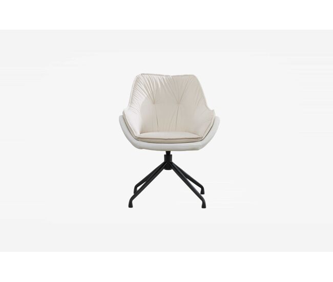 Silla de oficina y tocador de cuero sintético con reposabrazos tamaño estándar - asiento bajo ergonómico, ideal para salón y dormitorio - beige