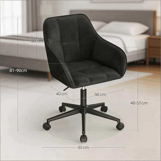 Cadeira de escritório giratória elegante de 55 cm - estilo clássico multifuncional - preta Cadeira de escritório giratória elegante de 55 cm - estilo clássico multifuncional - preta