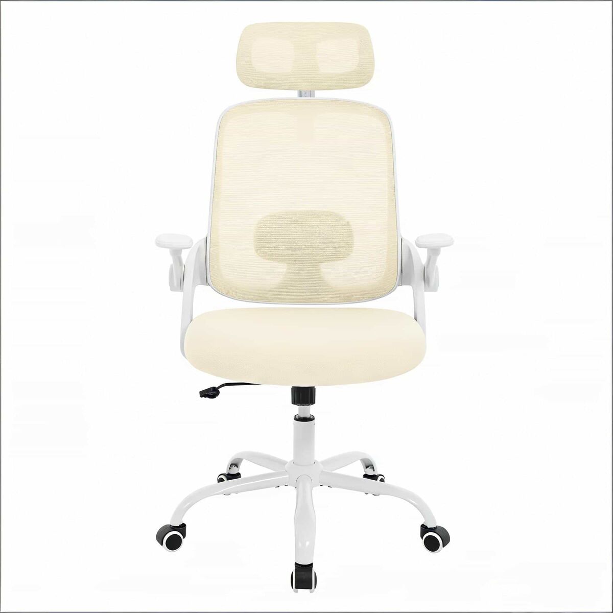 Silla de oficina 63.5x47x117.5 cm - respaldo alto, ergonómica, silla de ordenador y conferencia - beige