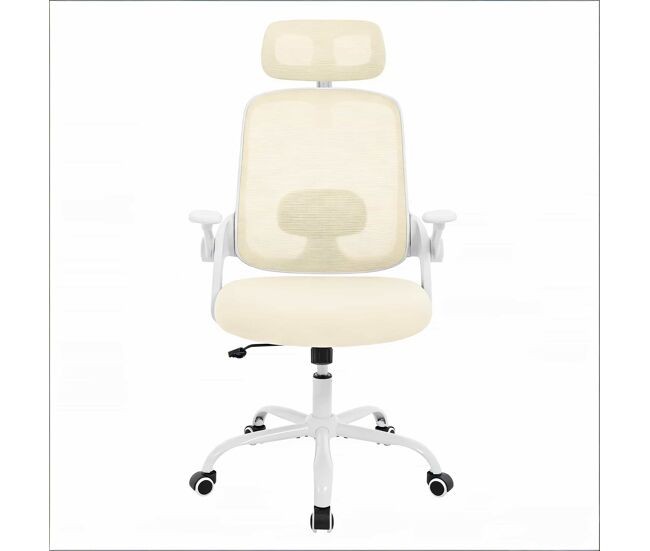 Silla de oficina 63.5x47x117.5 cm - respaldo alto, ergonómica, silla de ordenador y conferencia - beige