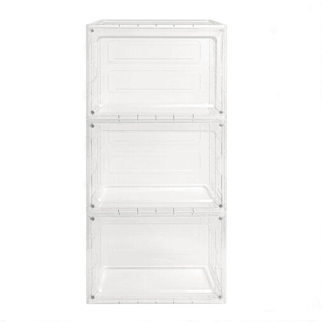 Zapatero organizador 3 piezas - cajas transparentes de almacenamiento multifuncionales para zapatos y cosméticos - transparente